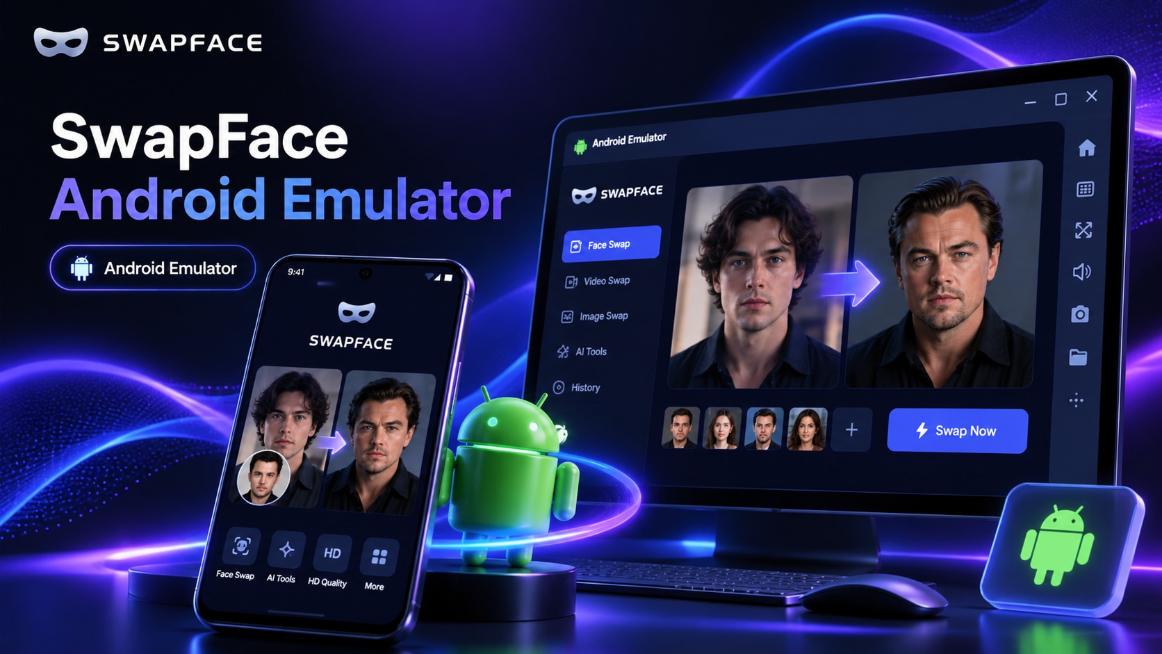Sơ đồ Swapface kết nối qua OBS Virtual Camera và WeCam vào Nox Android Emulator cho WhatsApp