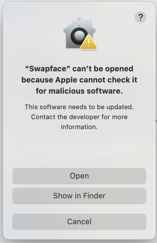 macOS confirm open application dialog
