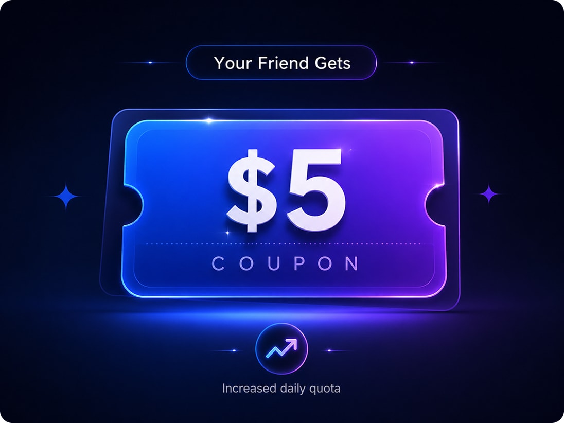 Swapface referral reward: $5 coupon and increased daily quota for your friend