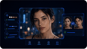 Swapface image faceswap: natural skin tone lighting and shadow blending preview