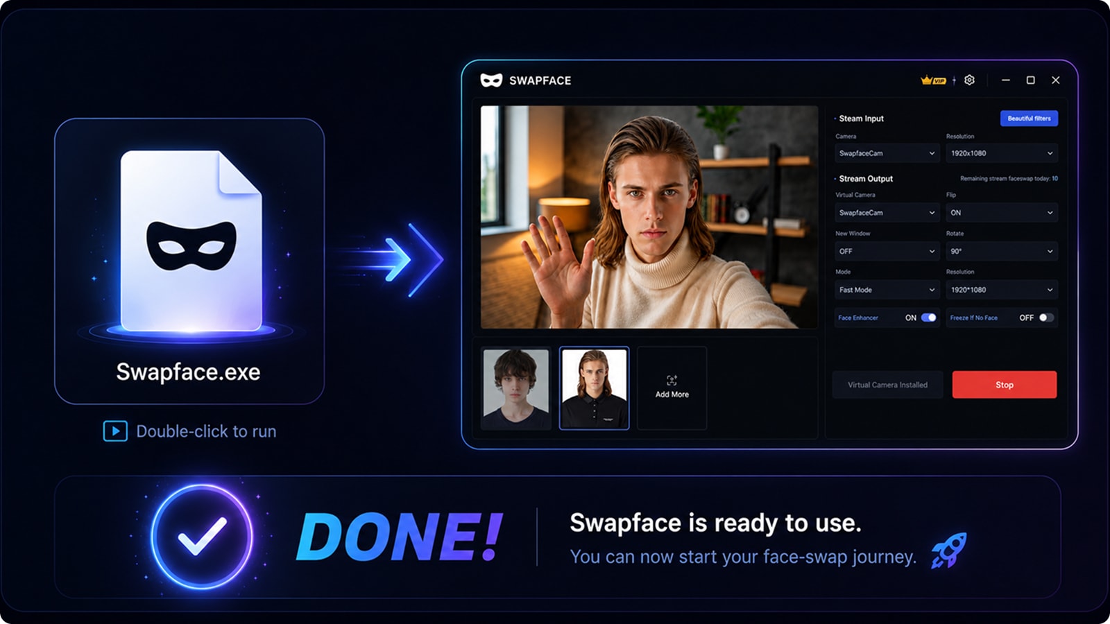 run the program Swapface.exe file